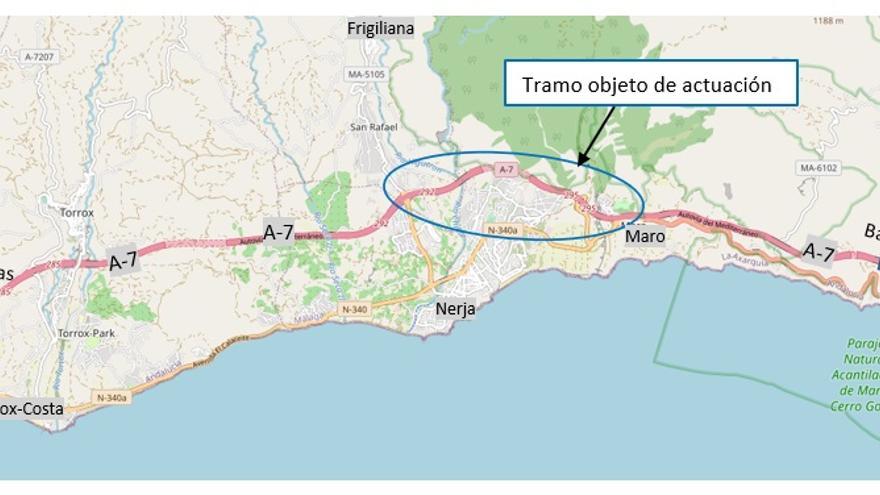 El Gobierno licita la rehabilitación del firme de la A-7 entre Nerja y Frigiliana