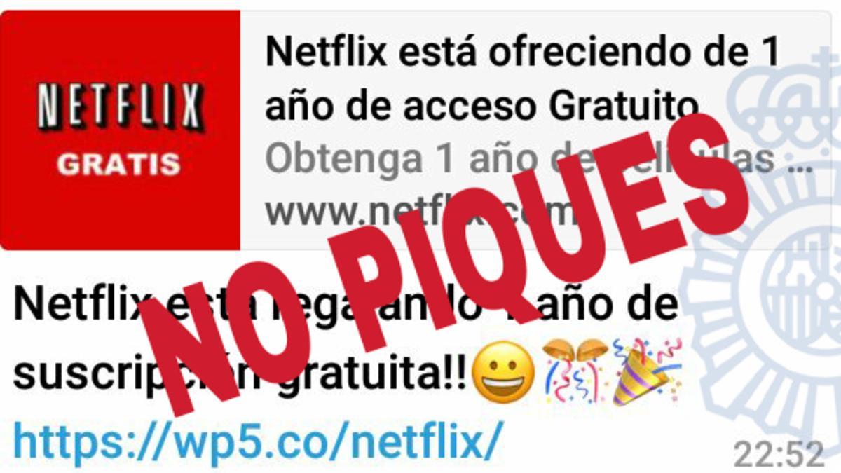 Captura de pantalla del bulo de Netflix gratis en Whatsapp.