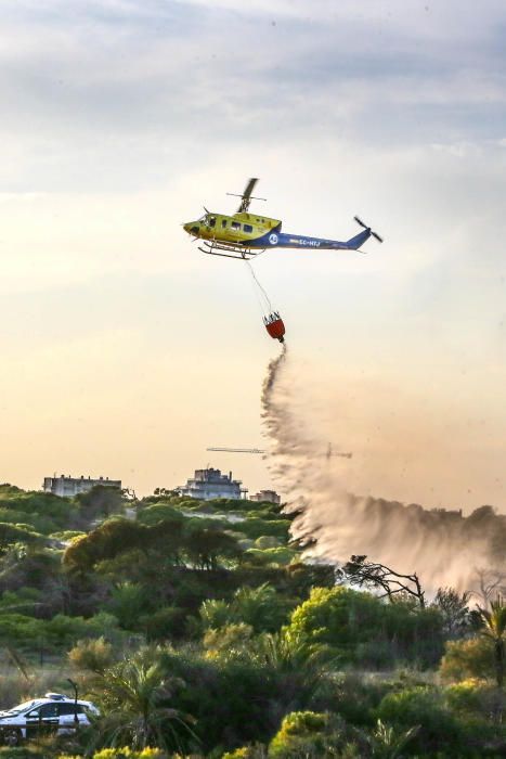 Tareas de extinción del incendio en Guardamar