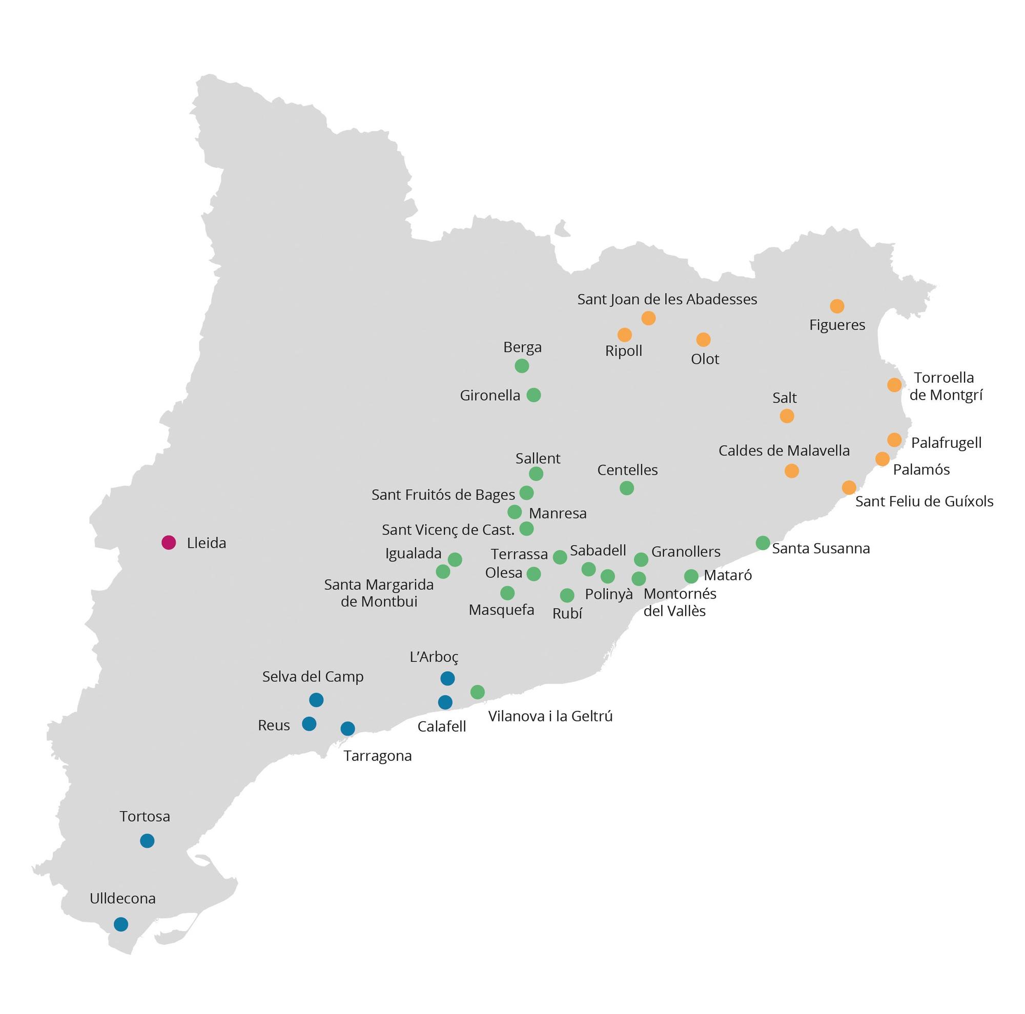 Mapa de Catalunya amb els municipis on hi ha inversions previstes.
