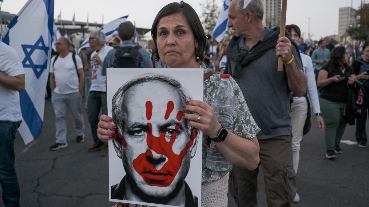 Una marcha contra el primer ministro israelí, Benjamin Netanyahu.