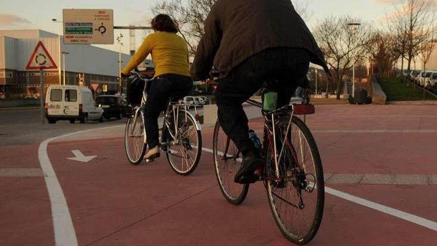 Carril bici en la avenida de Compostela.  // G. Santos