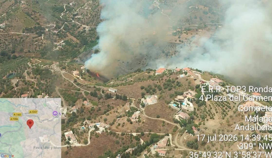 Incendio forestal en Árchez.