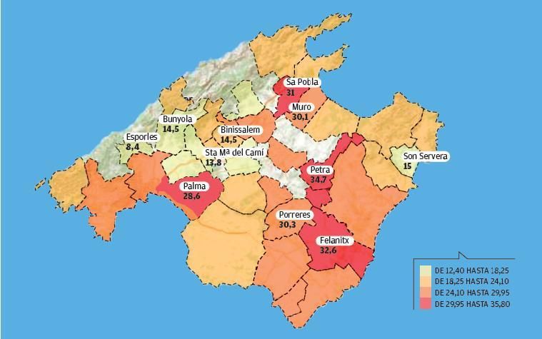 Las zonas rojas de la pobreza infantil en Mallorca. El Alto Comisionado publica la estadística con datos del parón del INE y de la Agencia Tributaria.