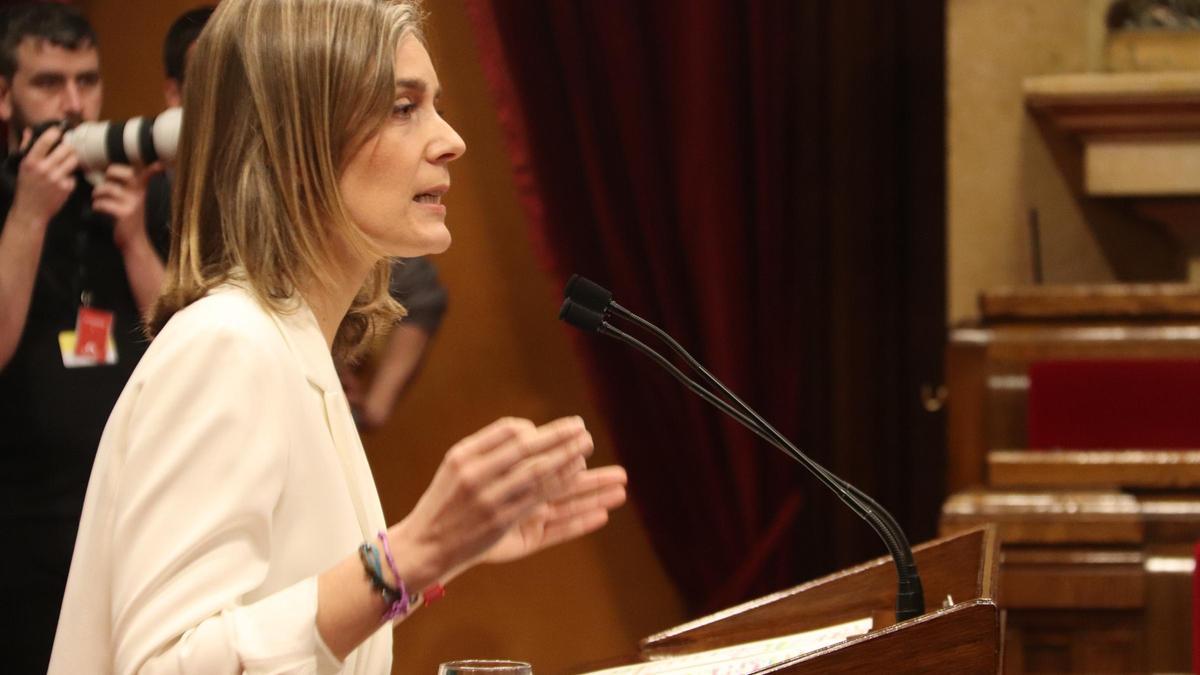 La presidenta d'En Comú Podem al Parlament, Jéssica Albiach, intervé a l'hemicicle en el debat a la totalitat dels pressupostos.