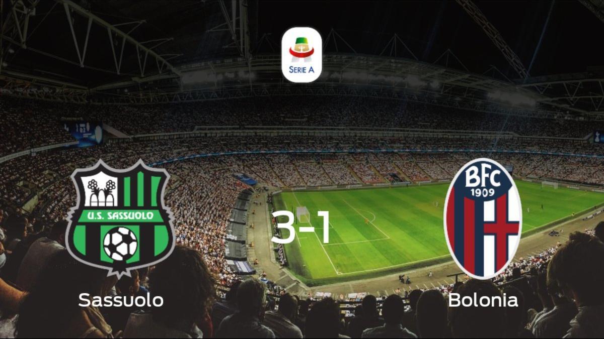 El Sassuolo logra la victoria después de vencer 3-1 al Bolonia