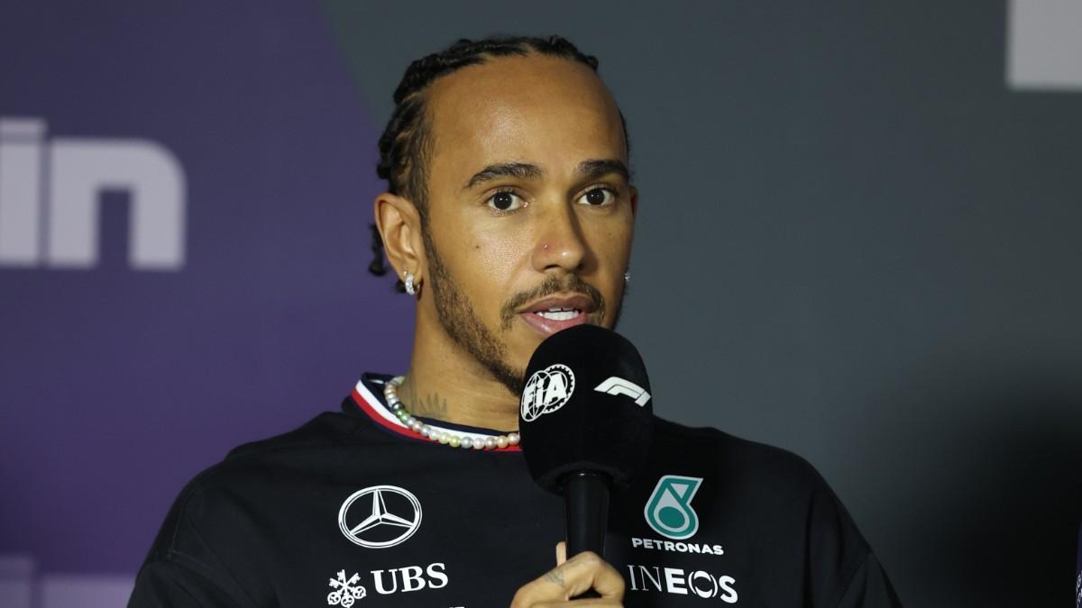 Lewis Hamilton, en la rueda de prensa previa al Gran Premio de Bahrein