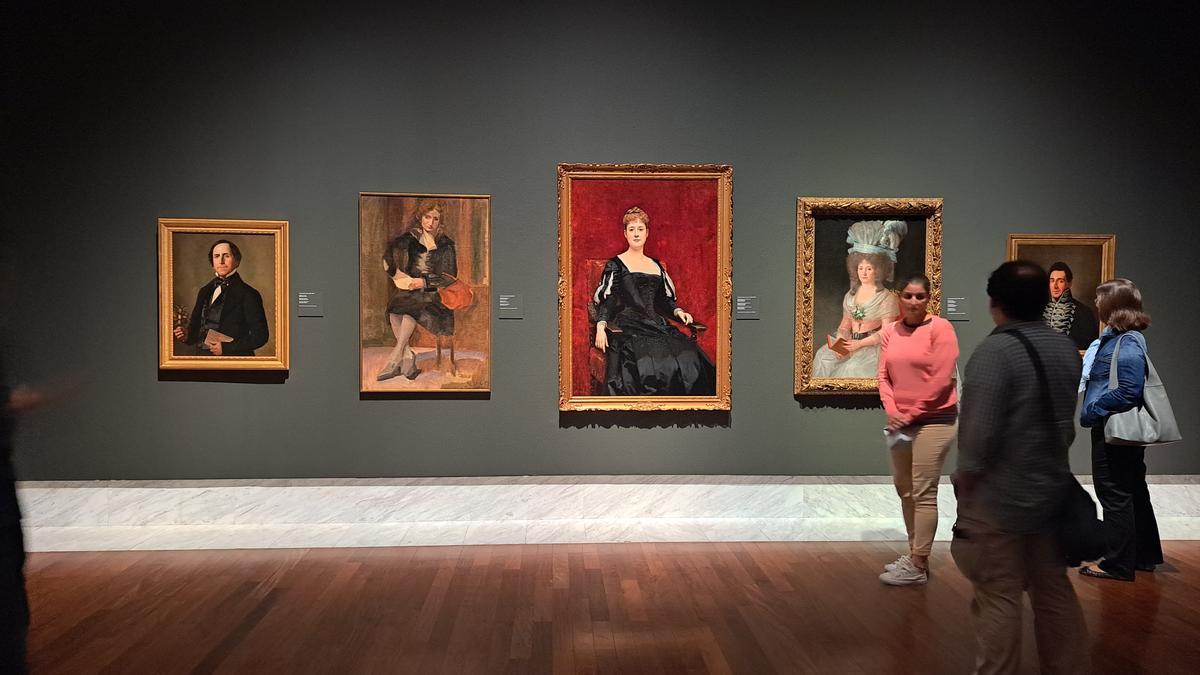 Varios retratos con protagonista anónimo, como el &quot;Retrato de señora vestida de negro&quot; de Madrazo.