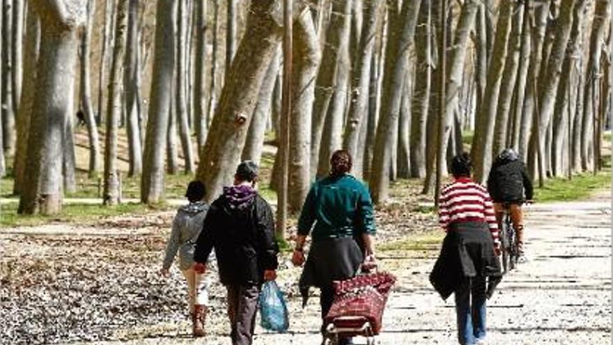 Gent passejant per la Devesa de Girona, en una imatge d&#039;arxiu.