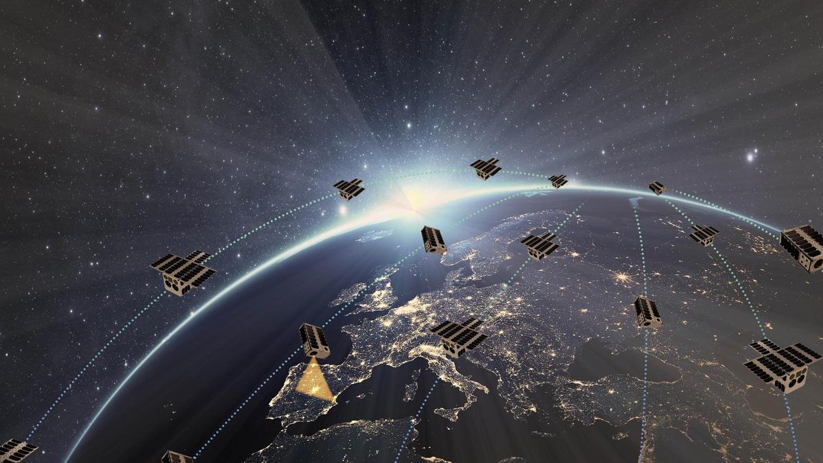 Eine Simulation der Satelliten von Open Cosmos.