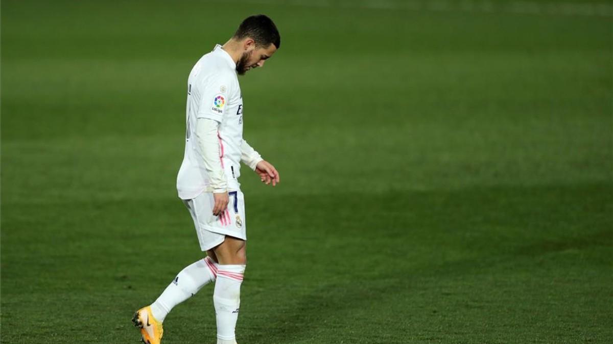 Hazard, durante un partido del Real Madrid esta temporada.