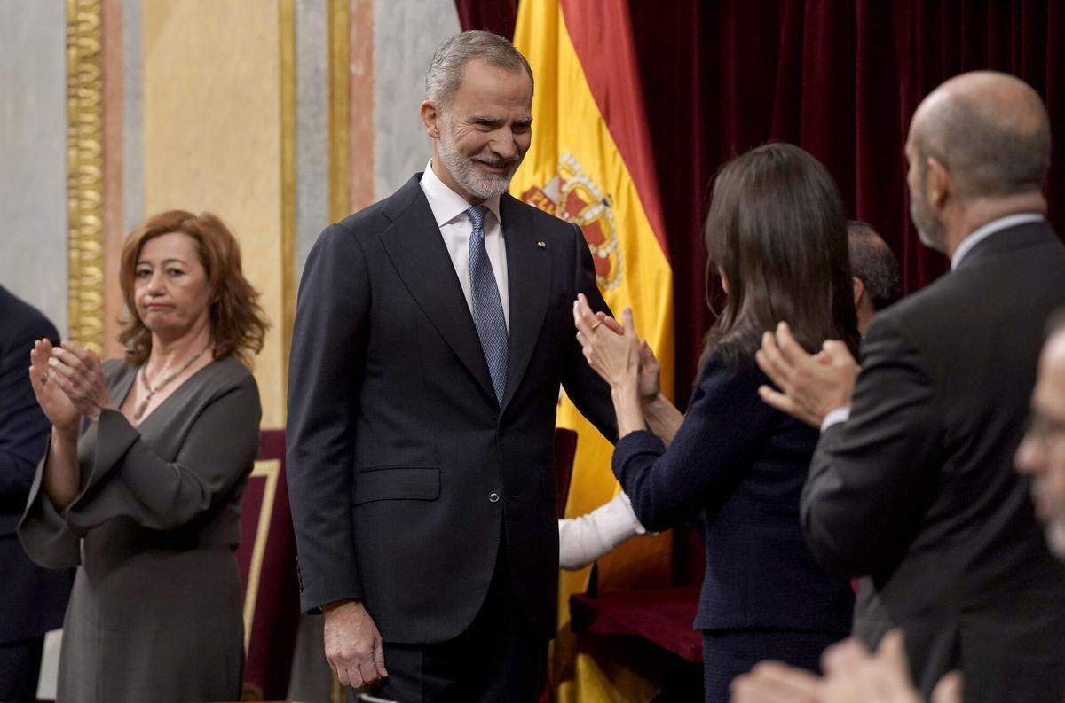 Los reyes Felipe VI y Letizia en el acto institucional ‘Nuestra Constitución más longeva’.