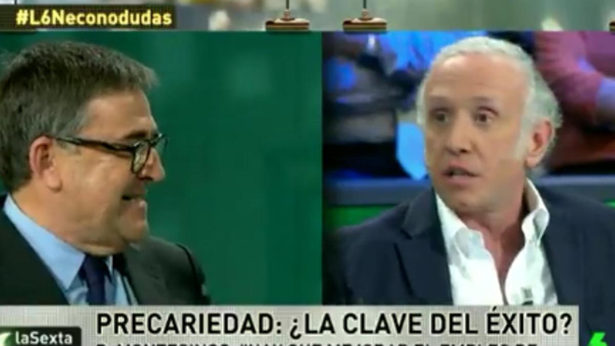 El economista Juan Torres y Eduardo Inda (derecha), en 'La Sexta Noche', el pasado sábado.