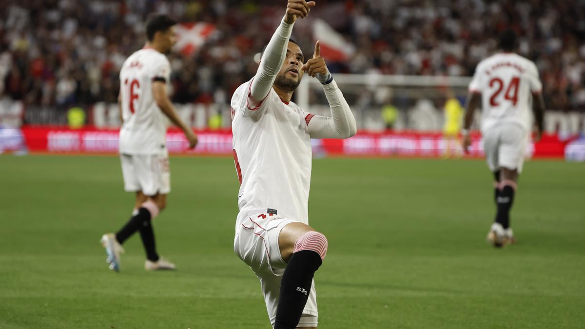 Youssef En-Nesyri celebra tras marcar el 1-0 ante el Mallorca.