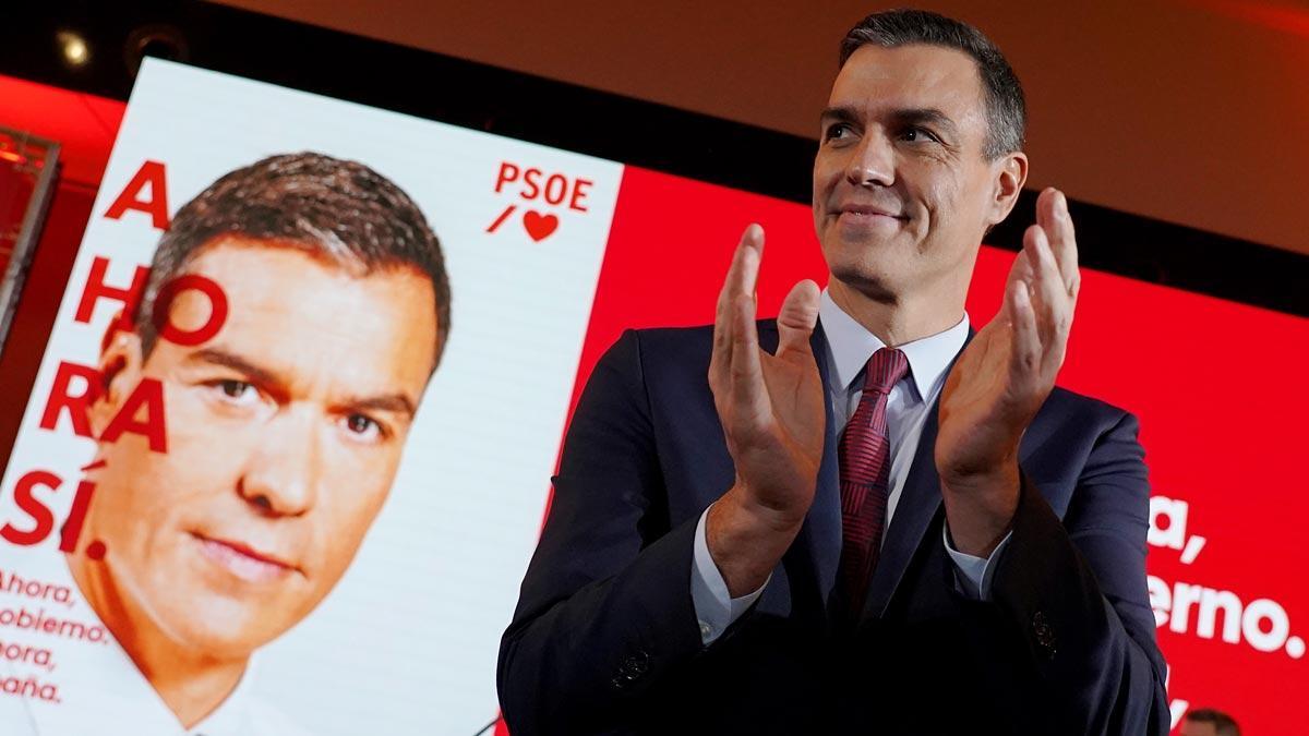 Pedro Sánchez durante la presentación de la campana electoral del PSOE para las elecciones del 10 de Noviembre.