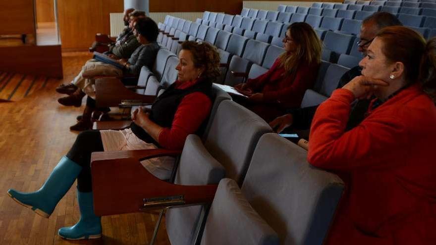 Representantes de los colectivos de comerciantes, en la Mesa do Comercio de Cangas. // G.Núñez