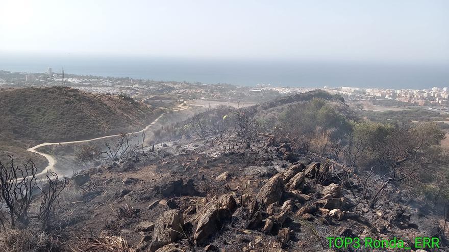 Paraje de Ojén afectado por el incendio