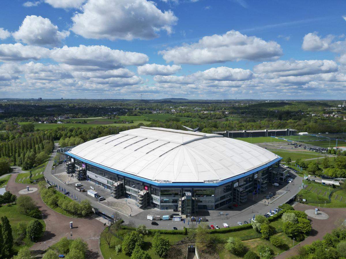 Vista aérea del Veltins Arena, campo del Schalke 04, uno de los estadios de la Eurocopa