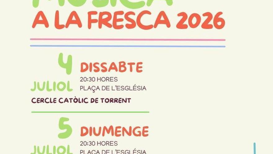 Torrent lleva la música a la calle con una nueva edición de “Música a la Fresca 2026”