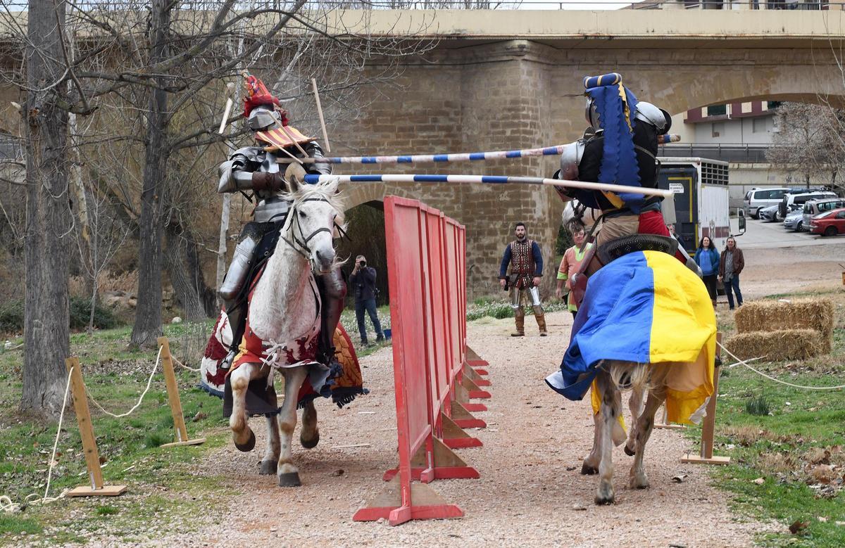 Una recreación de una justa medieval en una de las ediciones pasadas del festival de la Concordia de Alcañiz