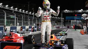 Max Verstappen celebra su victoria en Las Vegas