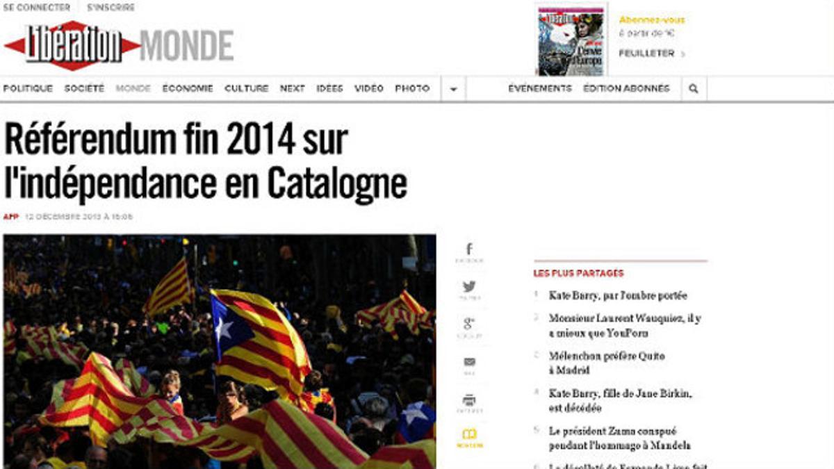 La página web del diario francés 'Libération'.