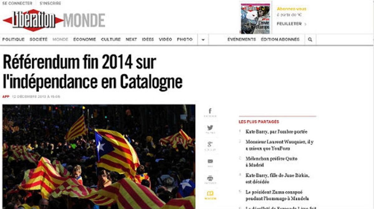 La pàgina web del diari francès ’Libération’.