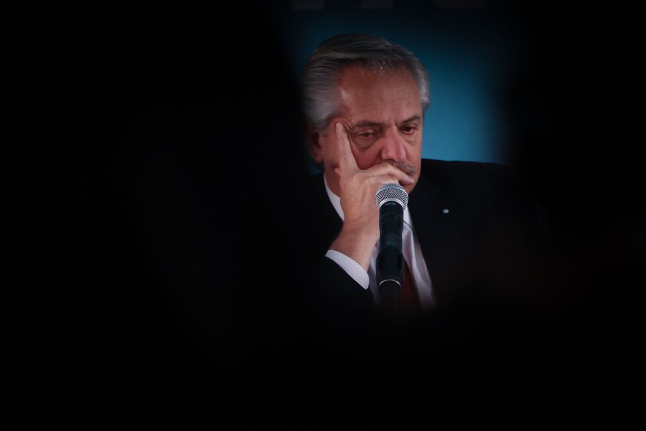 Alberto Fernández  durante una rueda de prensa.