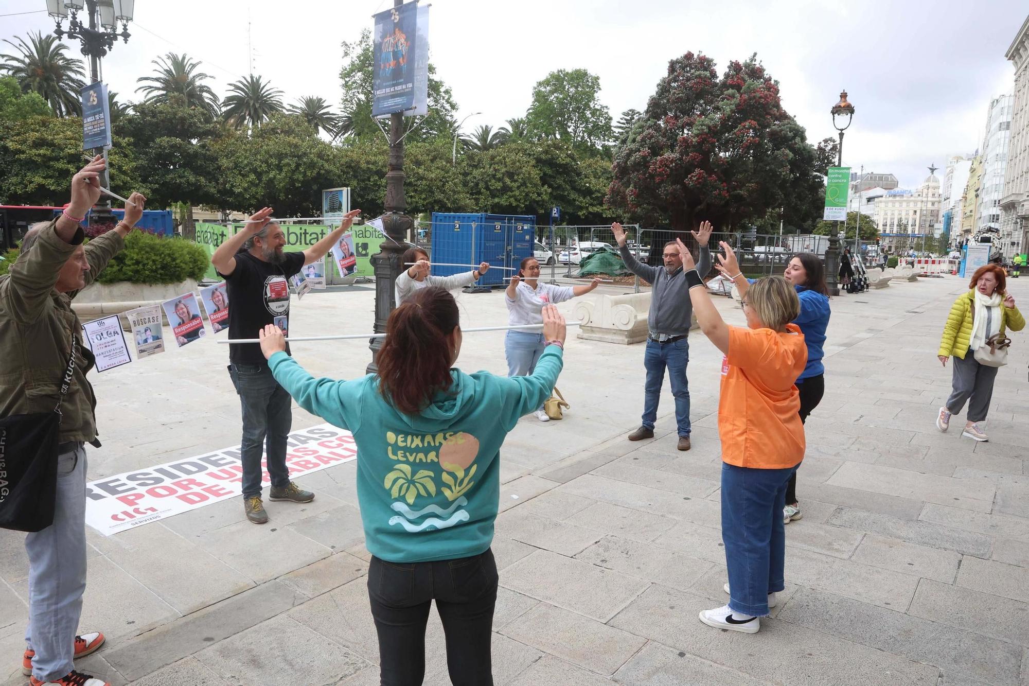 Gimnasia terapéutica reivindicativa en el Obelisco