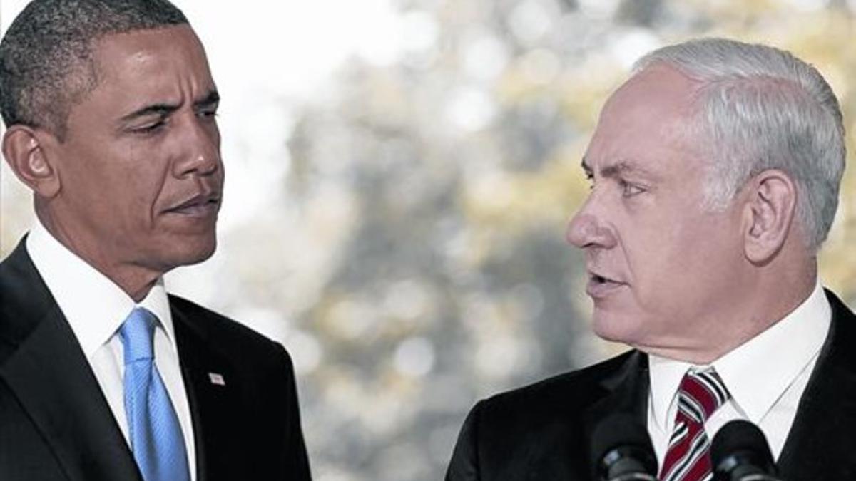 Obama y Netanyahu, en una comparecencia ante la prensa tras reunirse en la Casa Blanca, el 1 de septiembre del 2010.