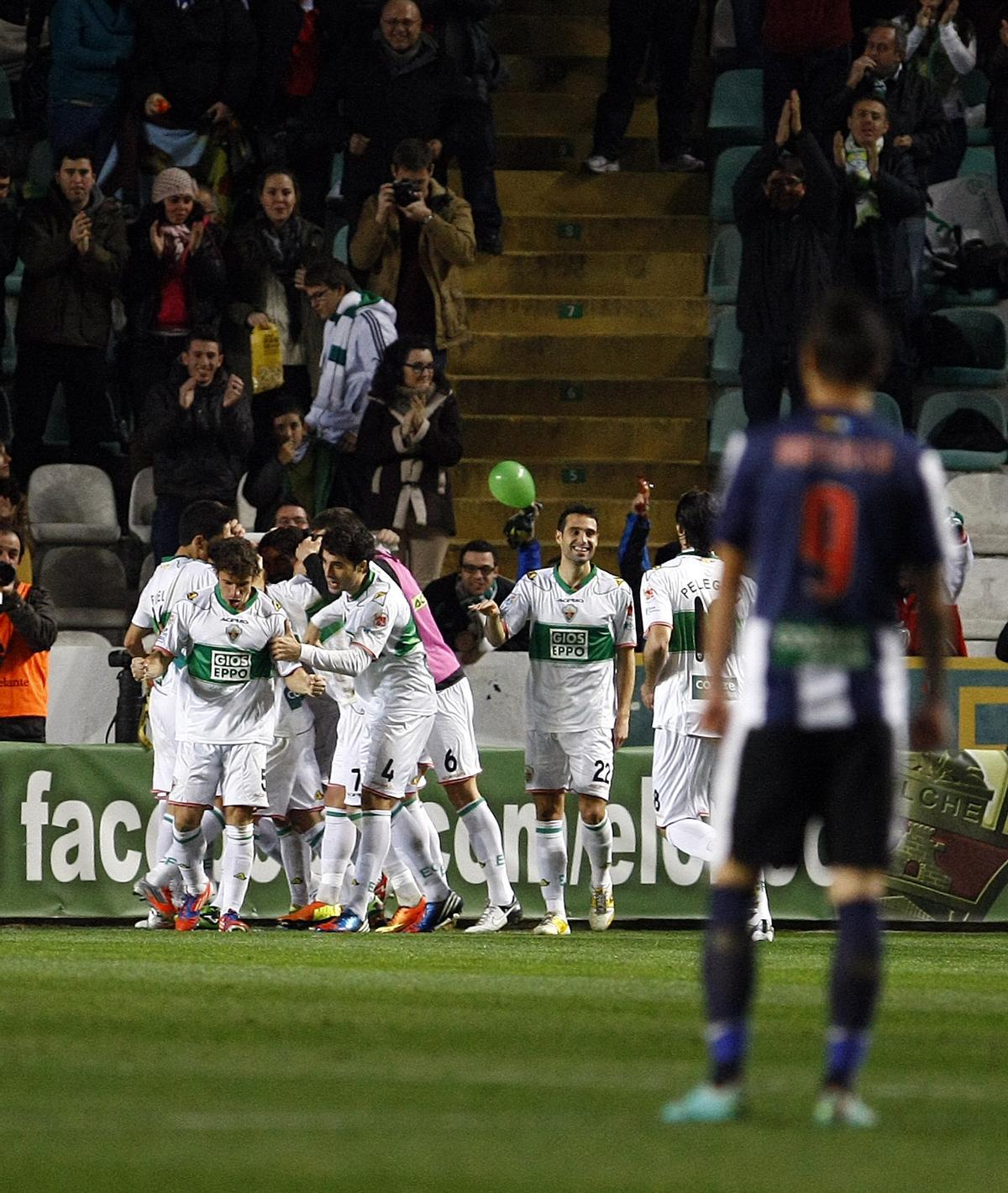 Celebración del triunfo ante el Hércules en 2013.