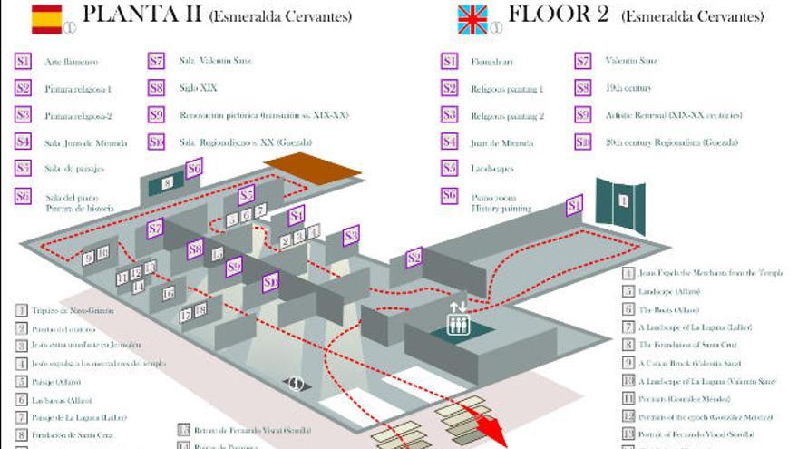 Imagen con la distribución de las salas y el detalle del recorrido a seguir.