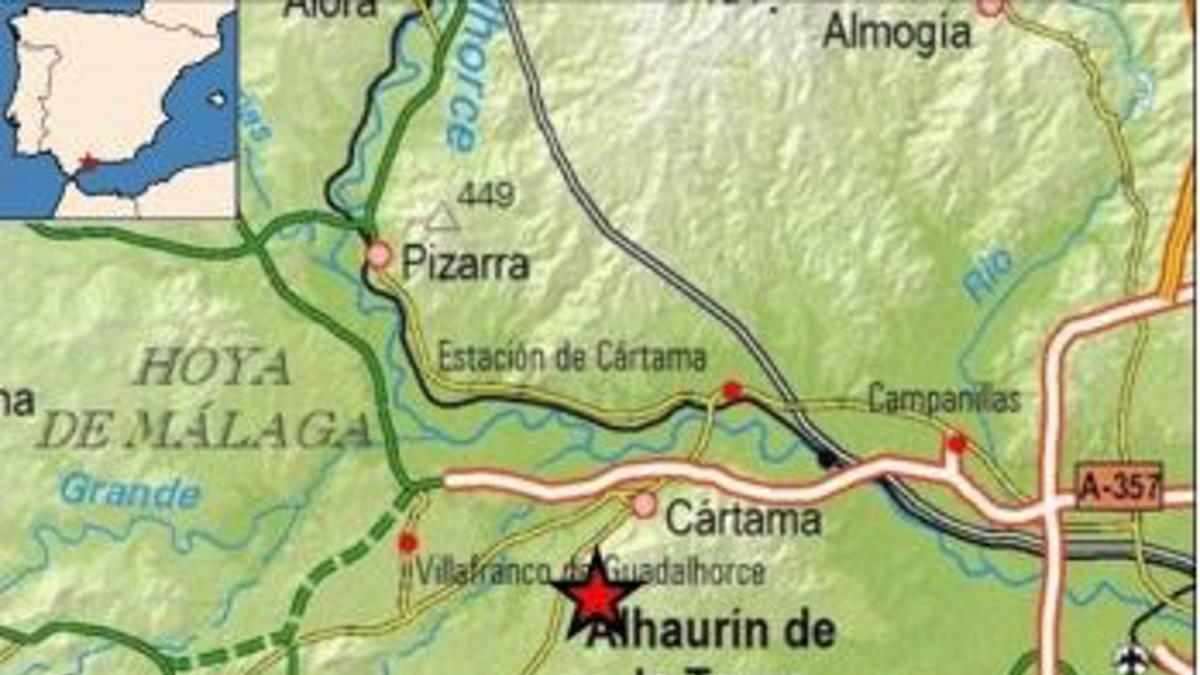 Registrado un terremoto de 2,8 grados con epicentro en Cártama