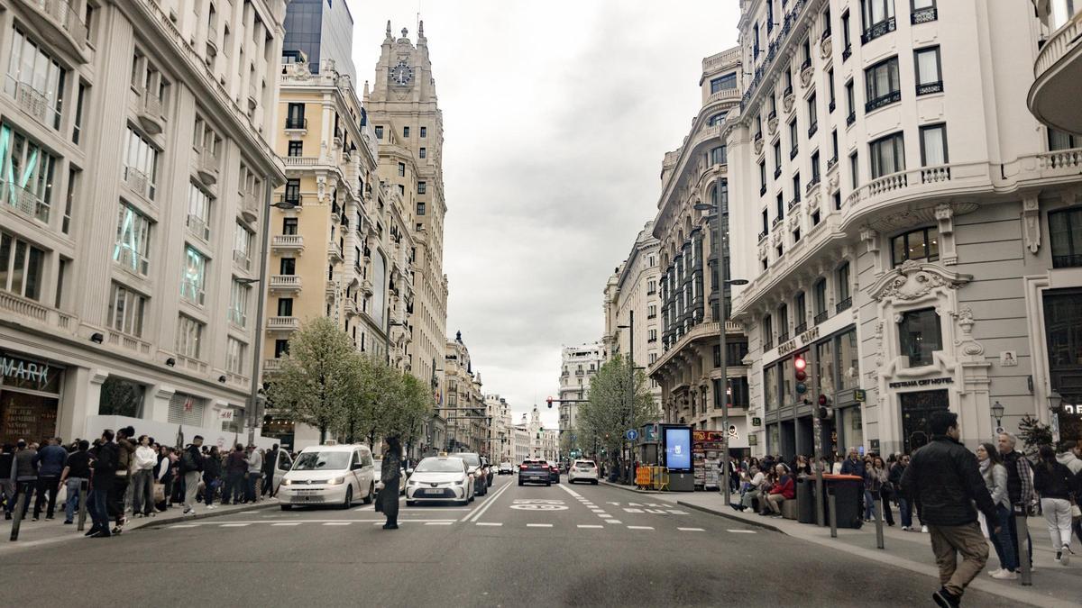 La calle Gran Vía de Madrid.