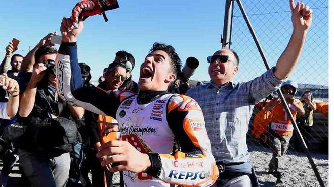 Así celebró Marc Márquez su cuarto título de MotoGP