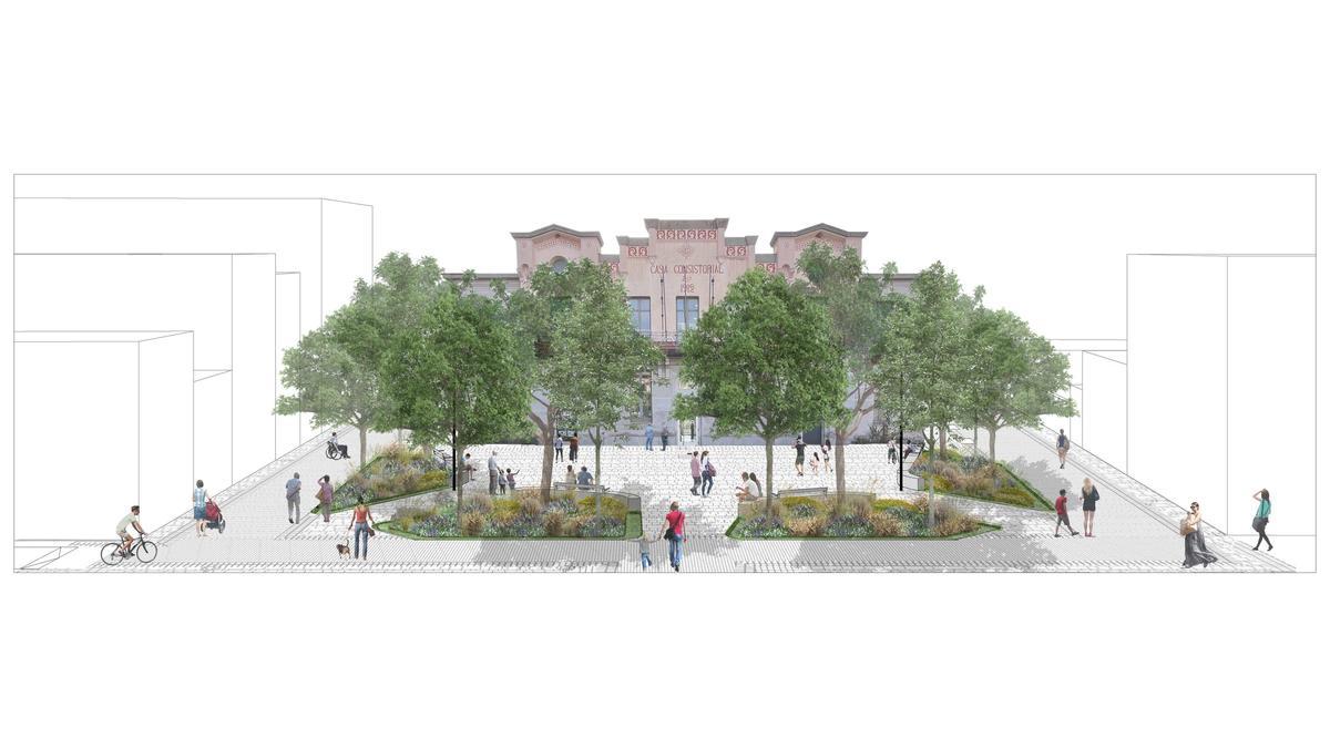 Imatge virtual de la futura estètica de la plaça de la Vila de Navarcles