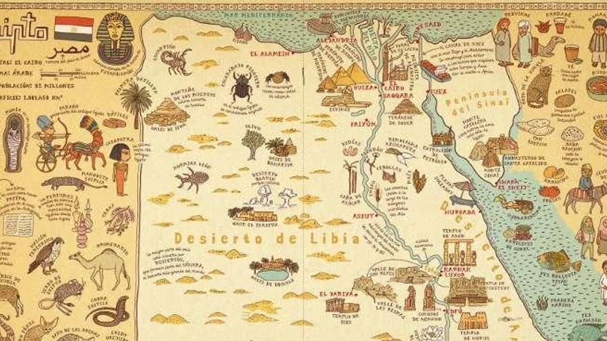 Mapa de Egipto incluido en el Atlas del mundo editado por Maeva.