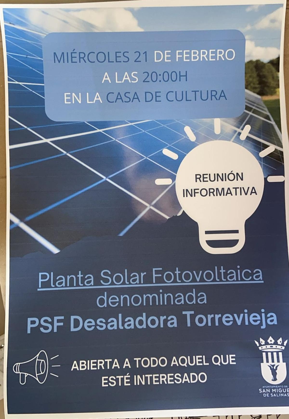 Cartel anunciador de la reunión informativa