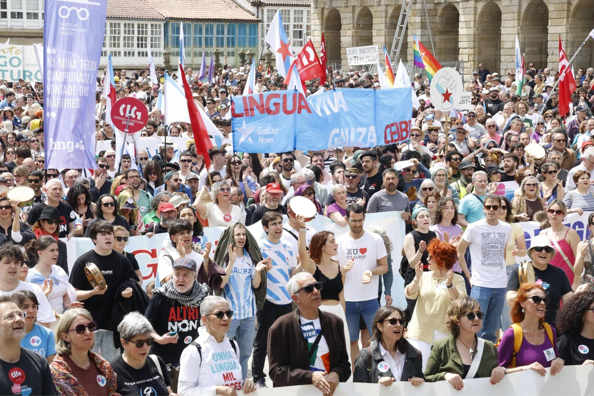 Miles de persoas toman as rúas de Santiago en defensa do galego