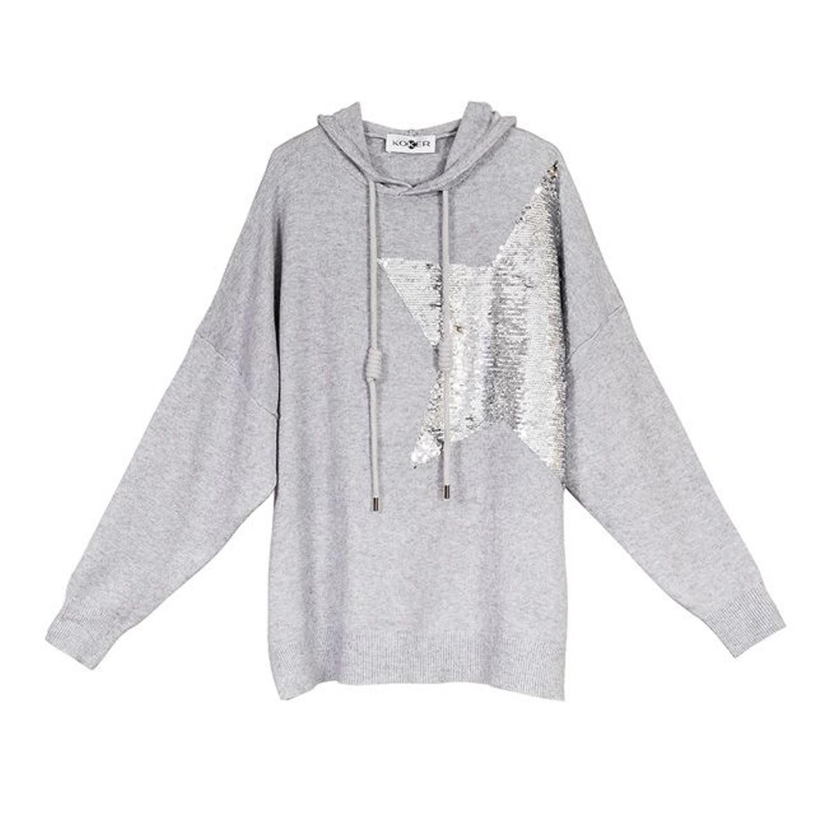 Sudadera gris con detalle de lentejuelas, de Koker