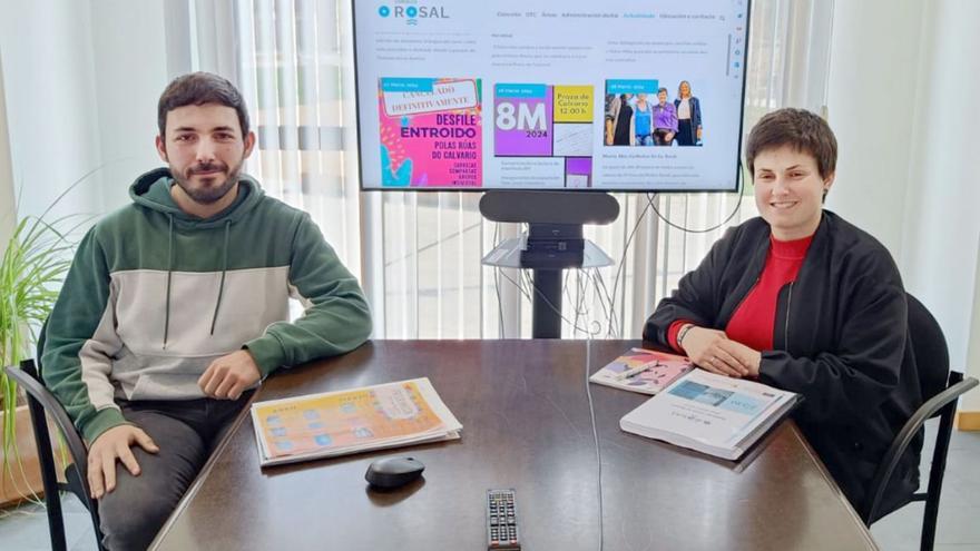 Alejandro González, concejal de Nuevas Tecnologías, y Ánxela Fernández, alcaldesa de O Rosal.