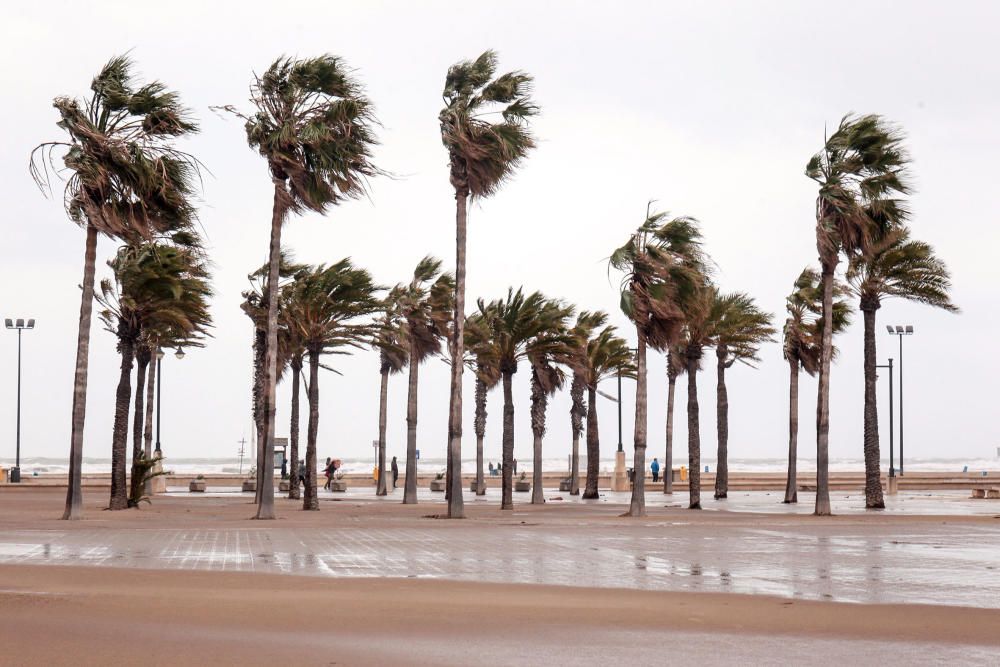 El temporal ''entierra'' en arena el paseo marítimo de València