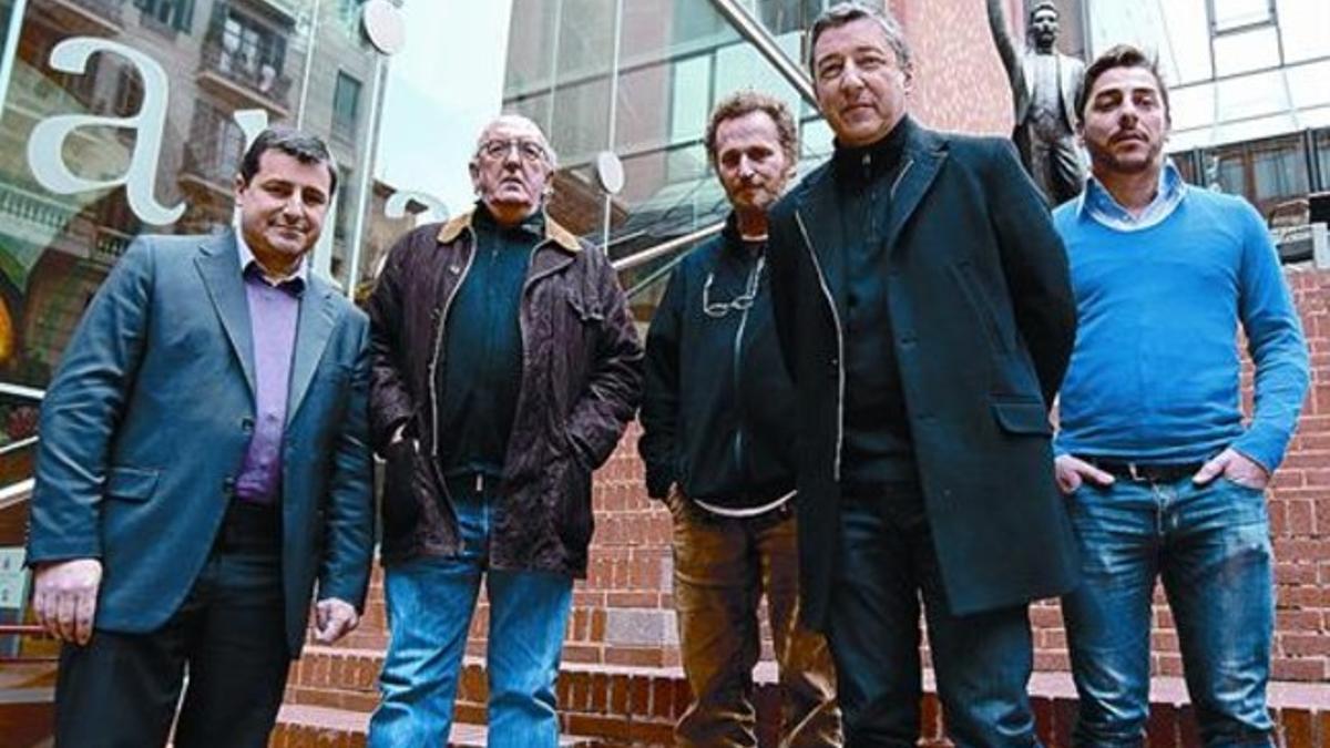 Josep Roca, Jaume Roures, Franc Aleu, Joan y Jordi Roca, ayer en el Palau de la Música.