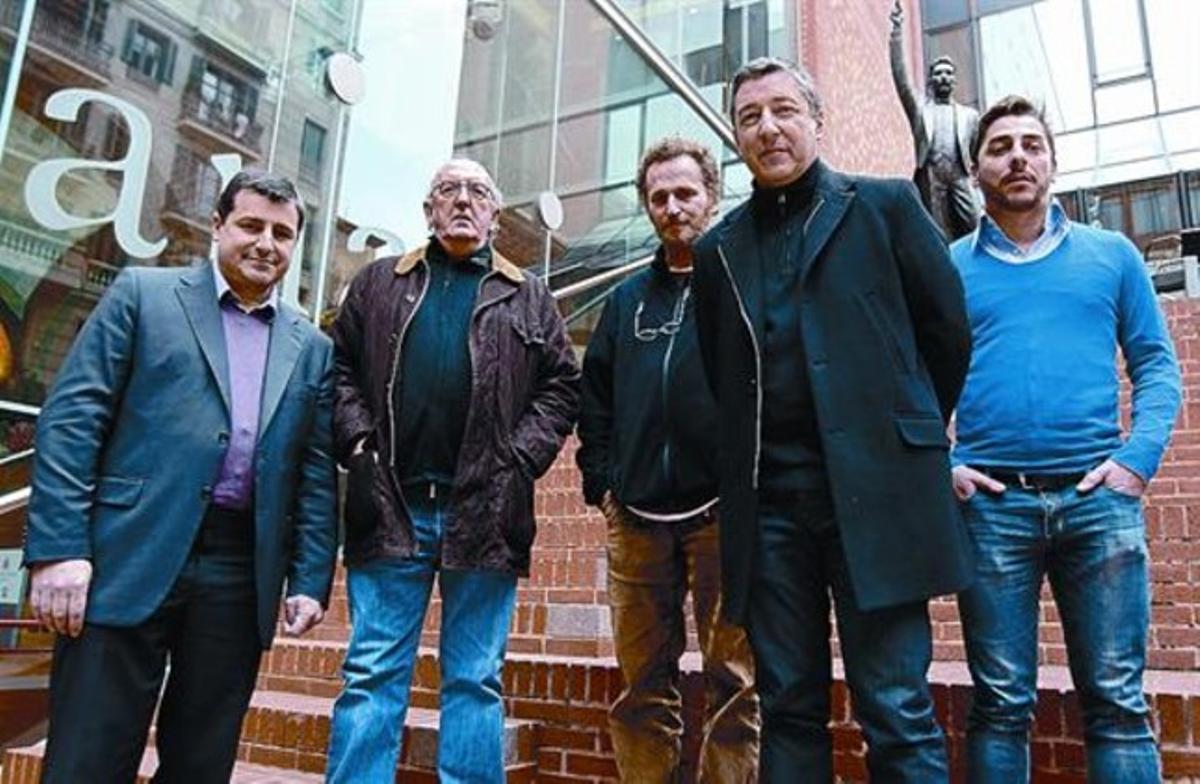 Josep Roca, Jaume Roures, Franc Aleu, Joan y Jordi Roca, ayer en el Palau de la Música. Josep Roca, Jaume Roures, Franc Aleu, Joan y Jordi Roca, ayer en el Palau de la Música.