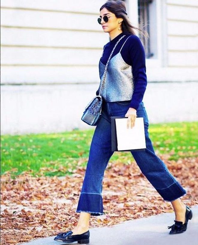 Pantalones patchwork en el street style
