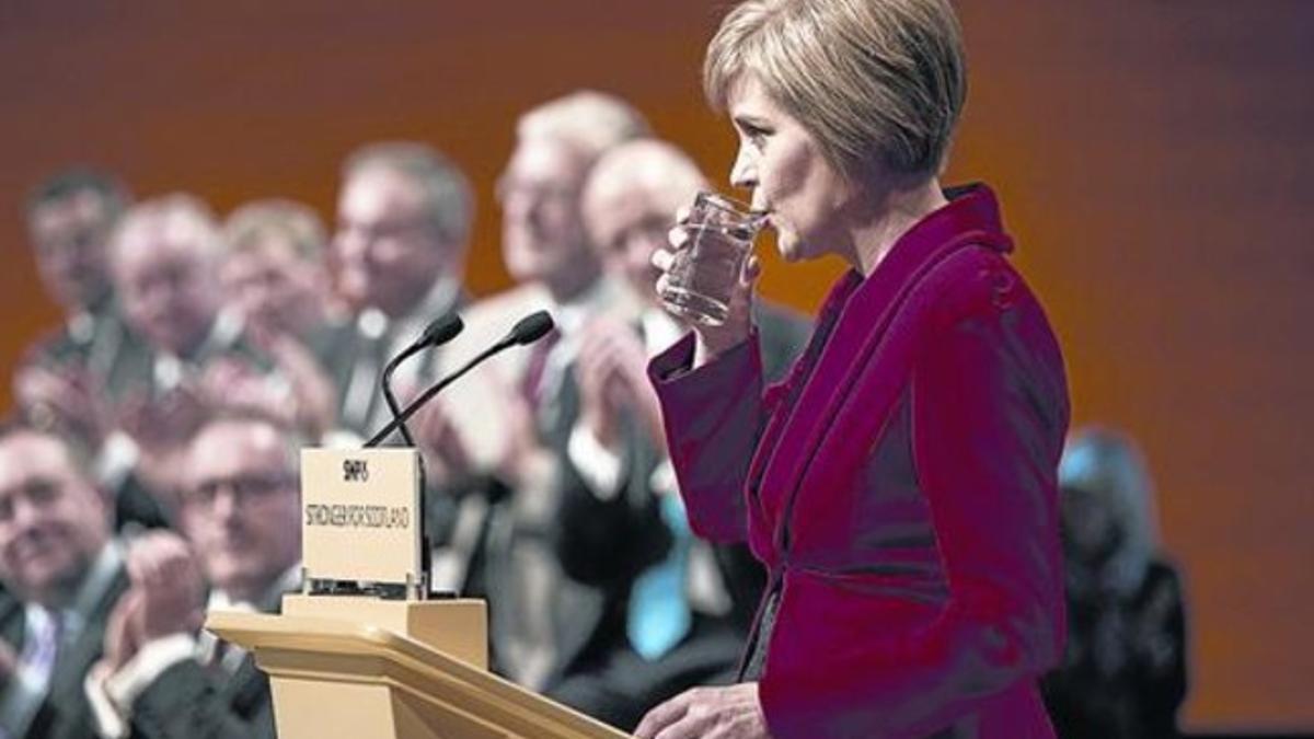 Nicola Sturgeon, en un discurso durante el congreso del SNP en Perth, el pasado 15 de noviembre.