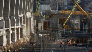 Obras en el Camp Nou, en Barcelona.