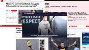 El FC Barcelona, así como la mayor parte de los medios nacionales e internacionales, se hizo eco de la entrevista de Leo Messi en Sport