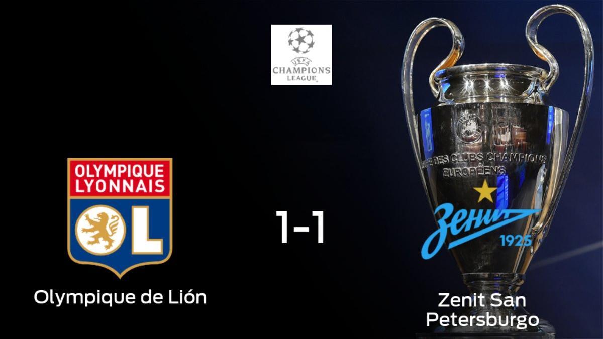 El Olympique de Lyon y el Zenit San Petersburgo empatan y suman un punto a su casillero (1-1)