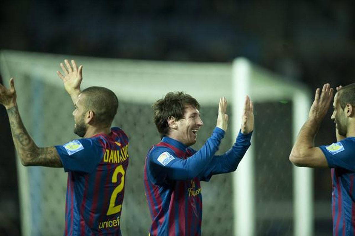 Alves, Messi i Mascherano (a la foto) junt amb Alexis, Maxwell, Adriano i Keita, comencen les seves vacances nadalenques.